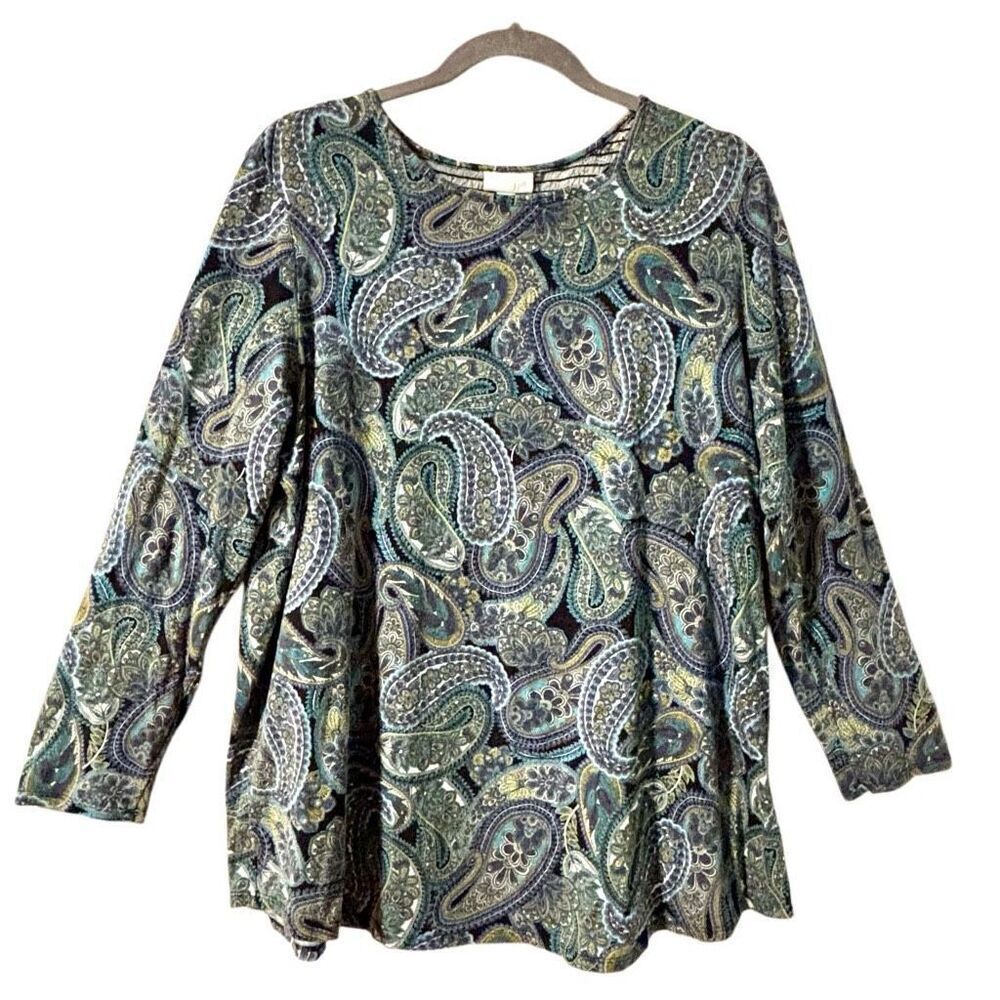 J. Jill Paisley Print Blouse - Green and Blue